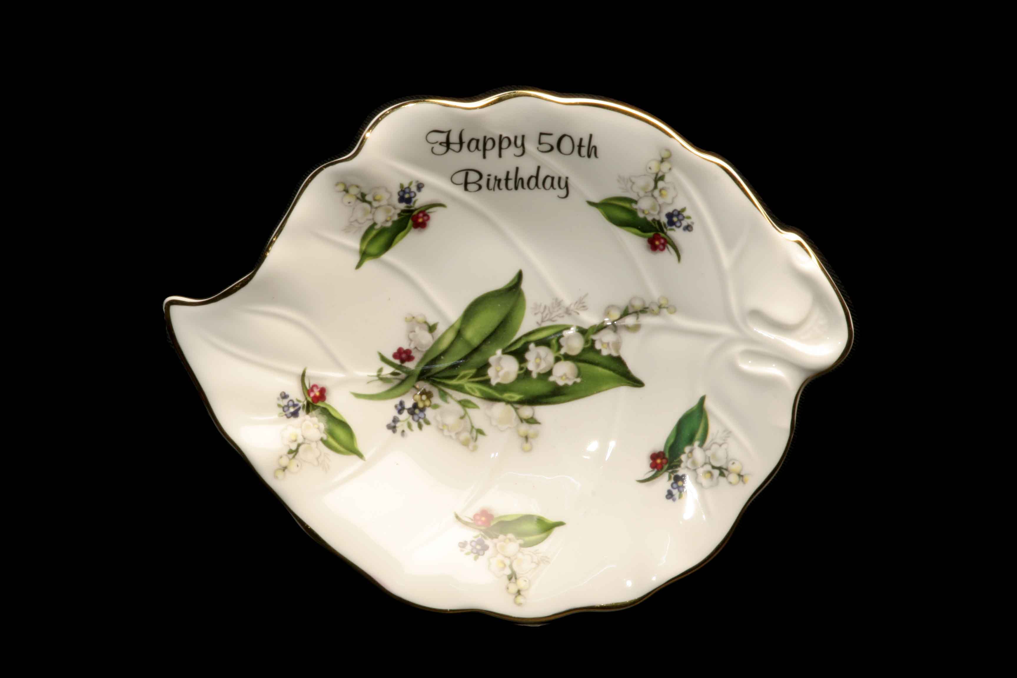 Marlborough 50th birthday leaf dish - Click Image to Close